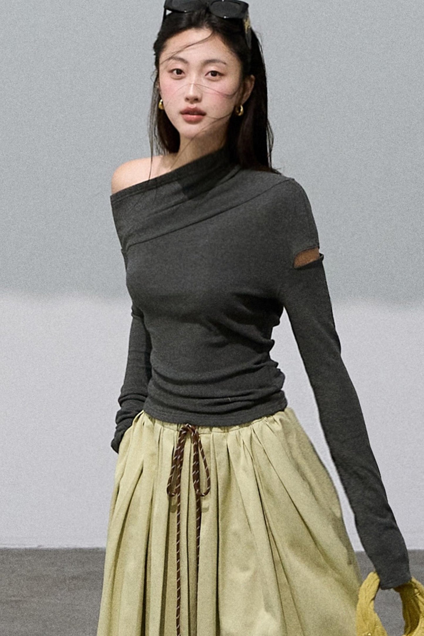 Lyocell Waist Pleated Skirt