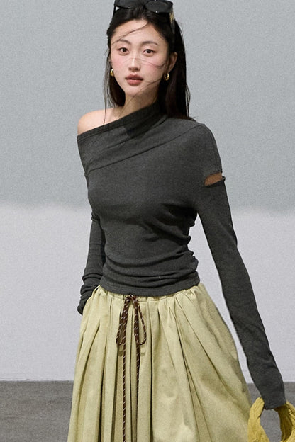 Lyocell Waist Pleated Skirt