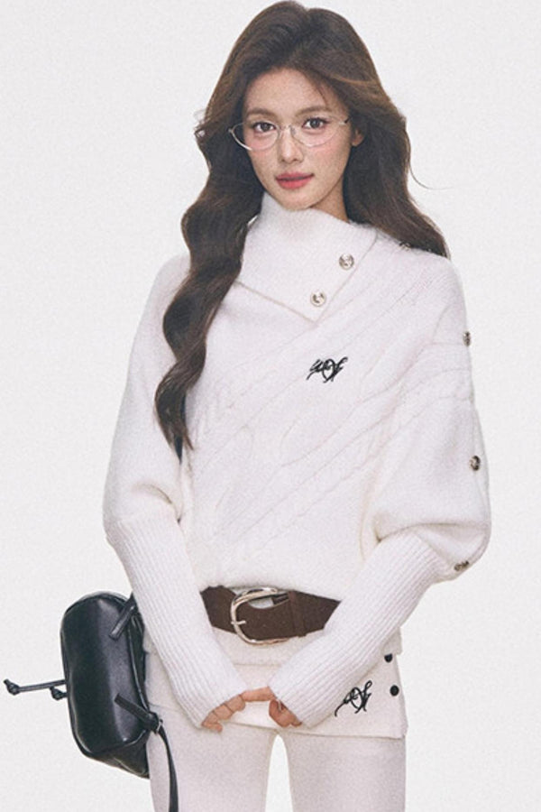 Cable Knit Waist-Cinching Sweater Set-Up