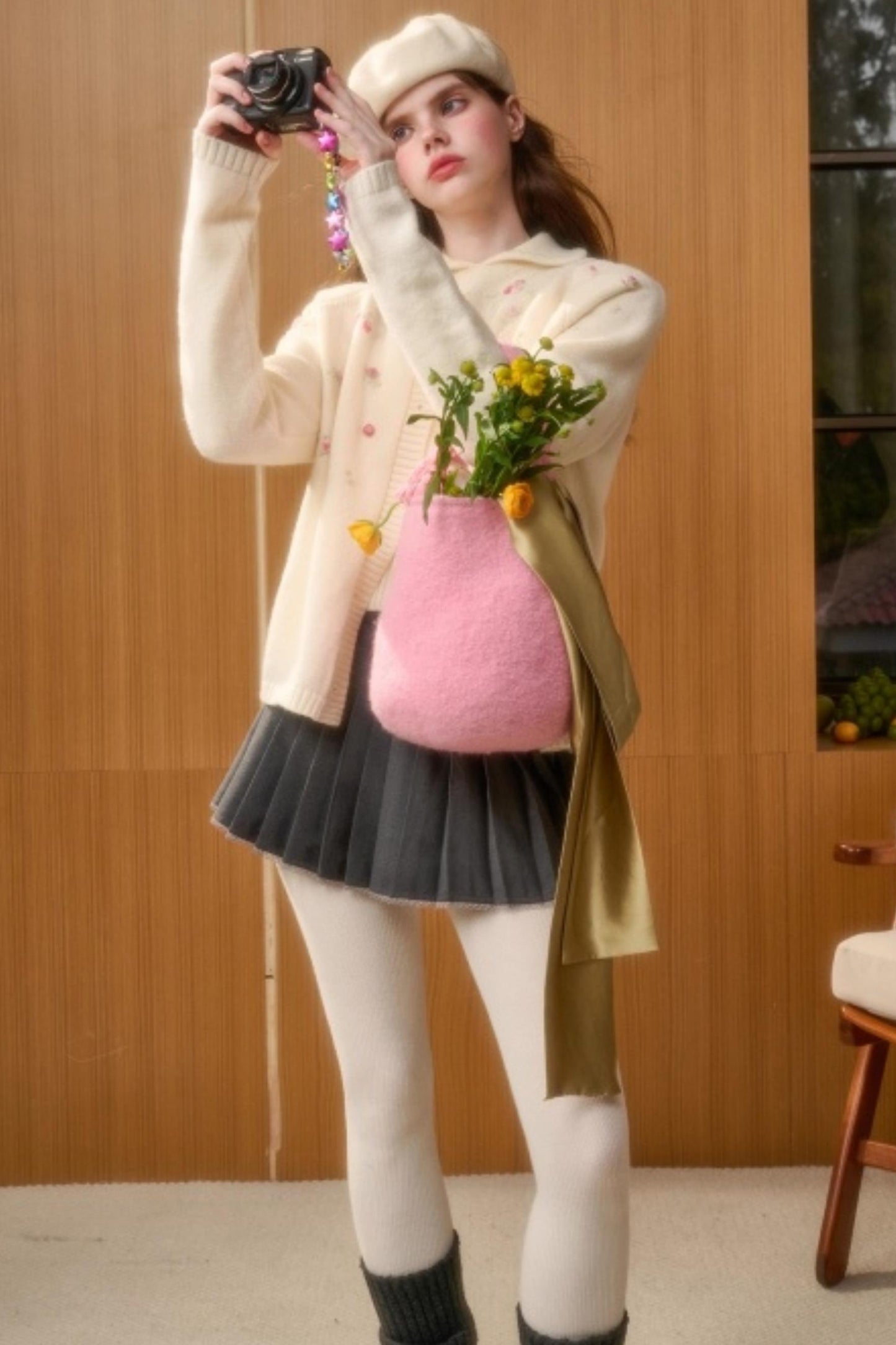 Hand-Embroidered Wool Cardigan