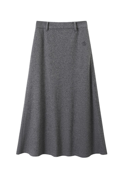 Versatile Woolen Gray Umbrella Skirt