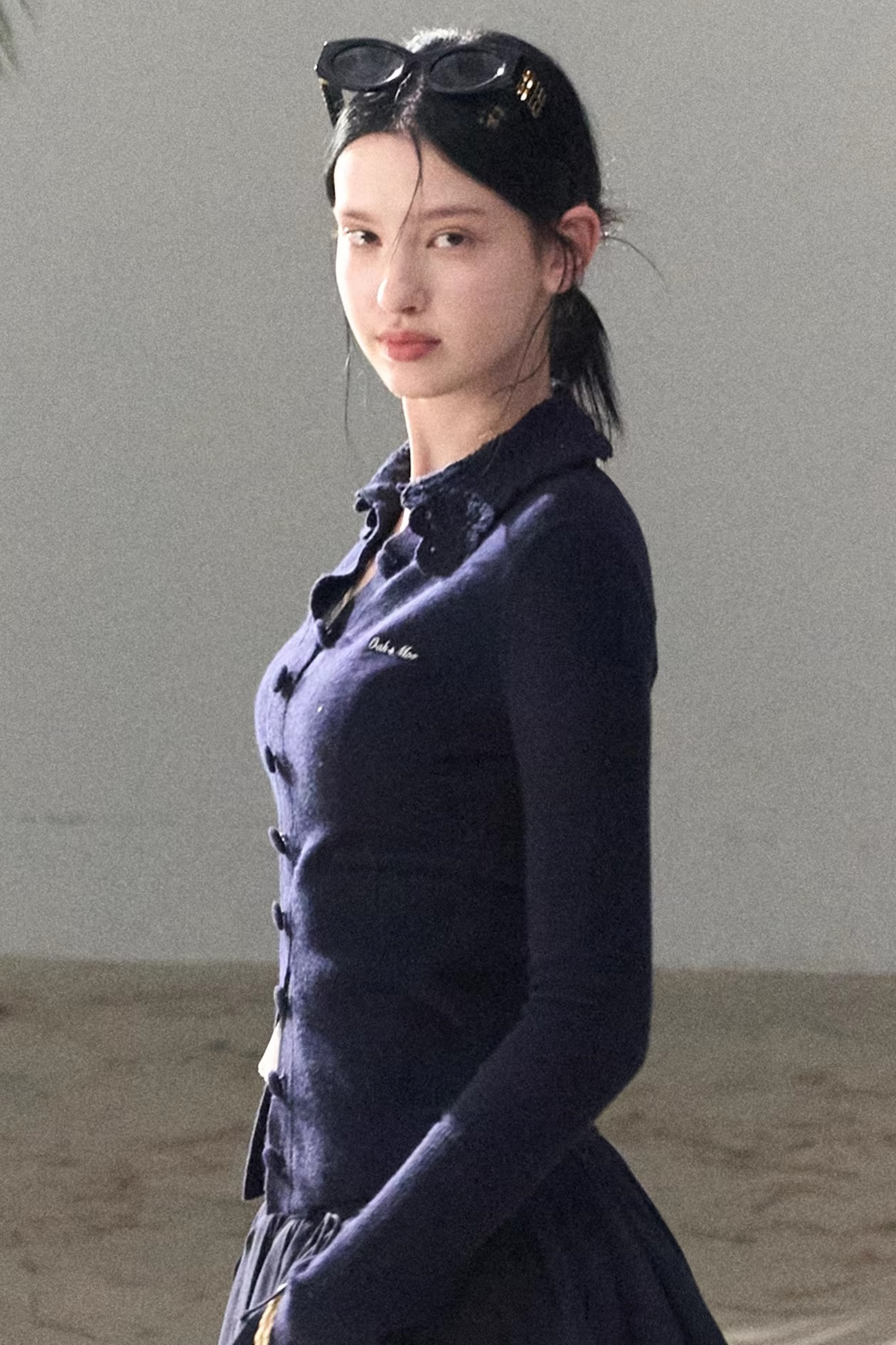 Natural Wool Crochet Collar Top