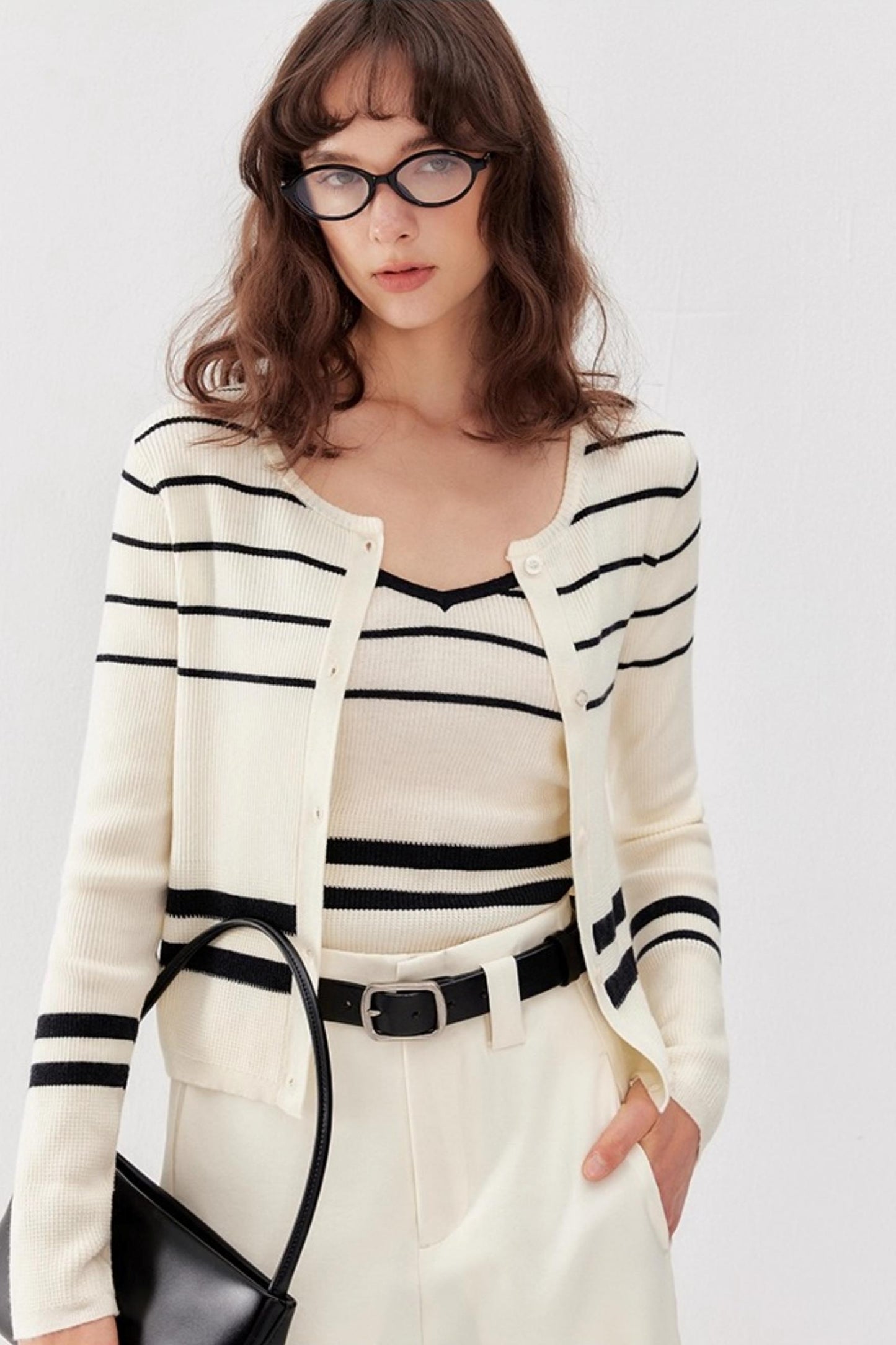 Striped Knit Jacket Set-Up