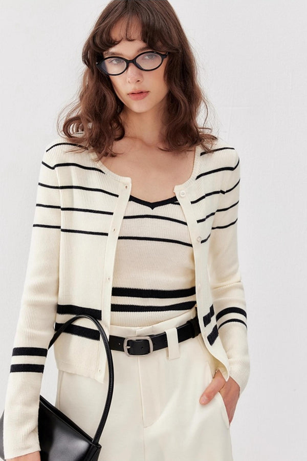 Striped Knit Jacket Set-Up
