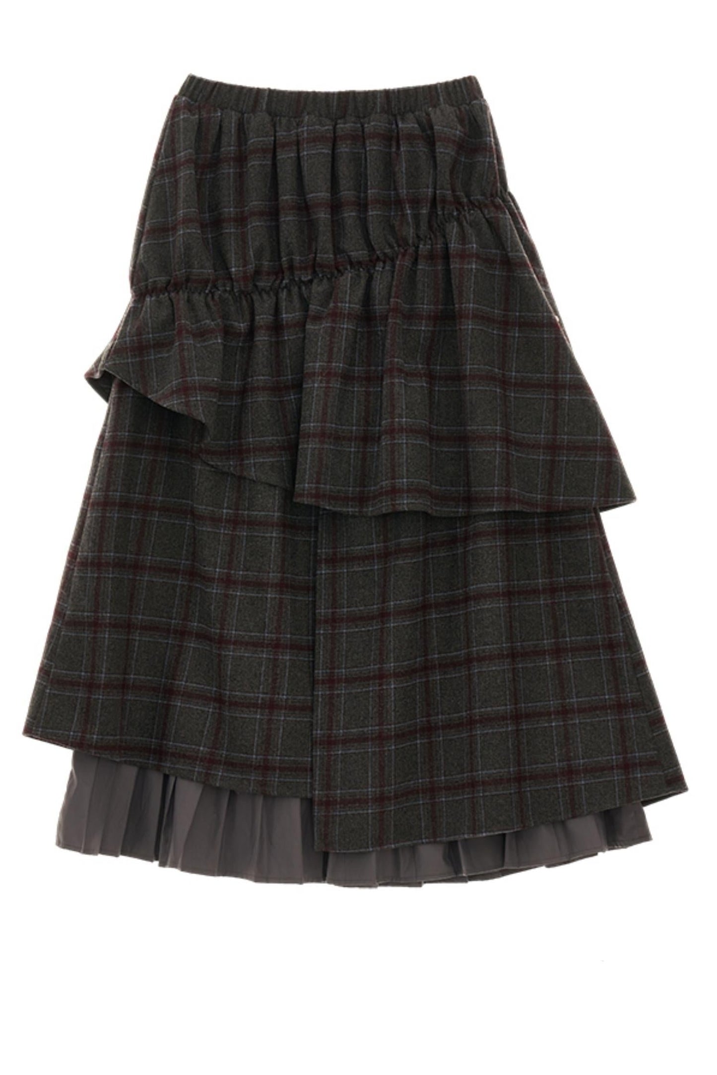 Fake Two-Piece Plaid Skirt