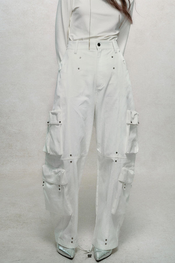 펑크 레트로 찢어진 카고 팬츠 
