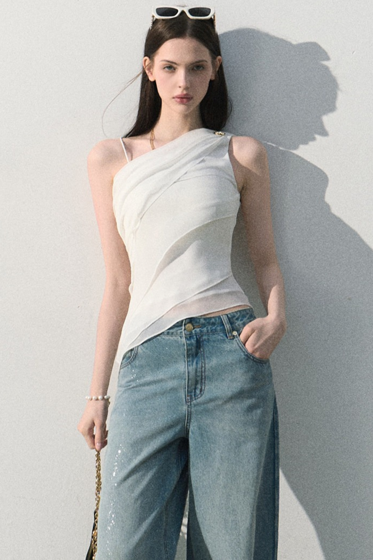 Asymmetrical Shoulder-Cut Tank Top