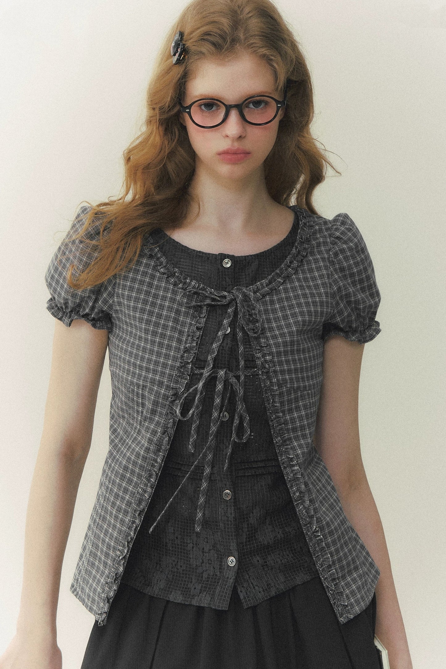Preppy Summer Short-Sleeve Blouse