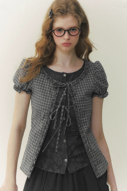 Preppy Summer Short-Sleeve Blouse