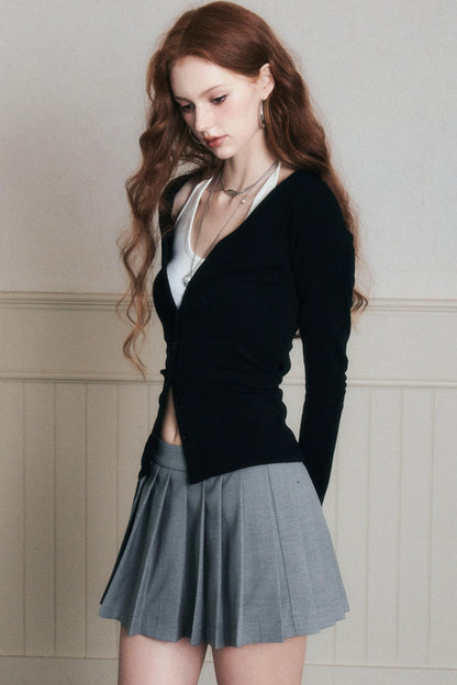 Timeless Grey Pleated A-Line Skirt