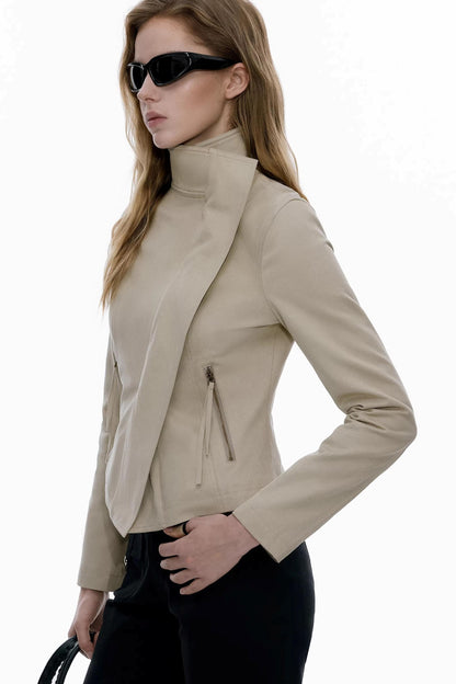 Asymmetrical Zipper Slim-Fit Top