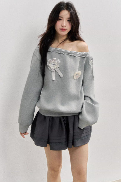 Gray Shoulder Sweatshirt