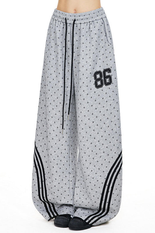 Retro Star-Striped Wide-Leg Pants