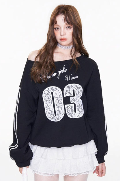 One-Shoulder Slouchy Ballet Sweatshirt