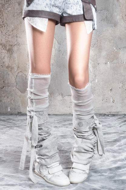 Punk Pleated Thigh Socks