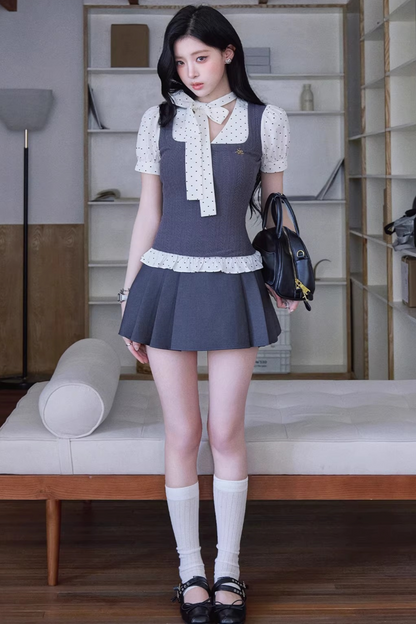 Color-Blocking Ruffled Blouse