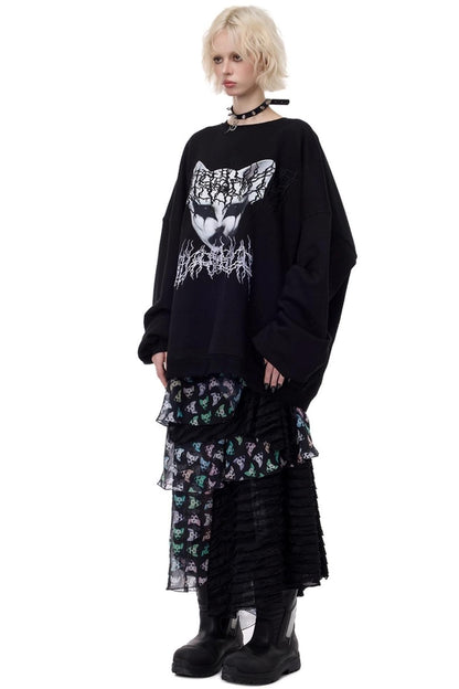 Cat Star Embroidery Sweatshirt