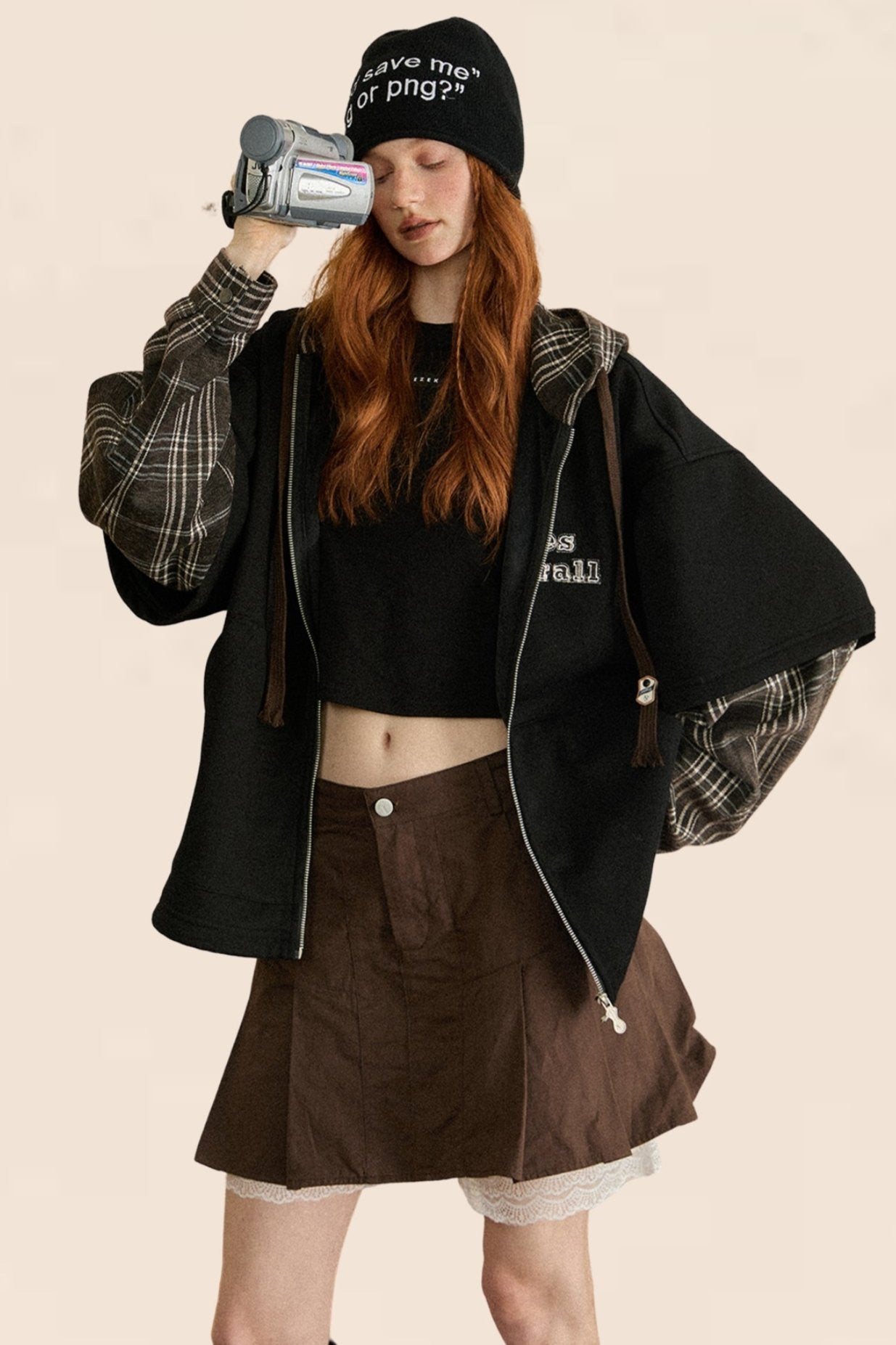 Vintage Plaid Patchwork Varsity Coat