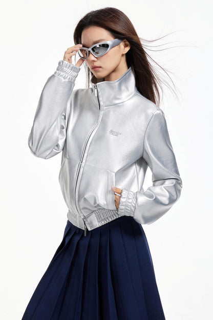 Metallic Leather Jacket