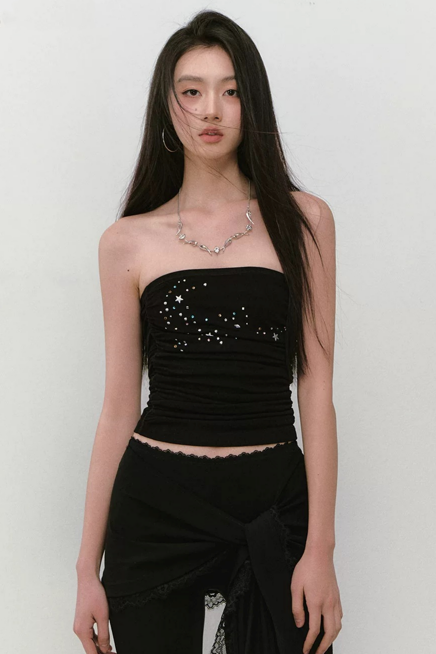 Star Beaded Pleated Bustier