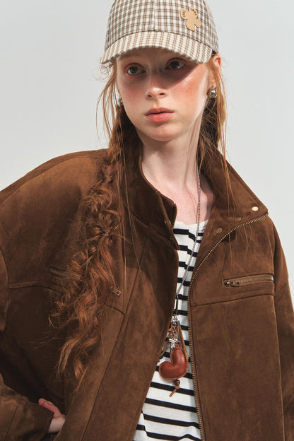 Vintage Suede Baseball Jacket