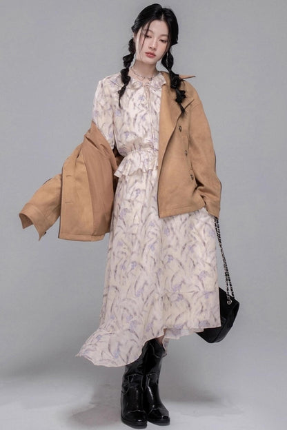 Lilac Irregular Lace Hem Dress