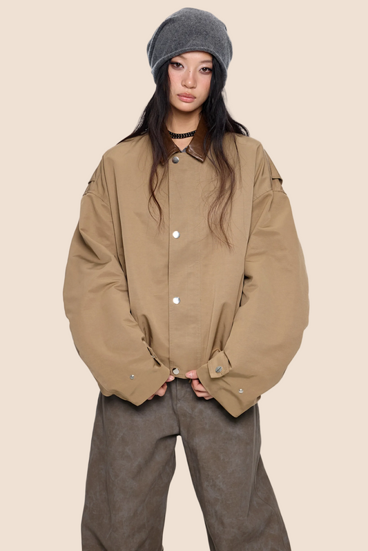 Leather Patchwork Embroidered Jacket