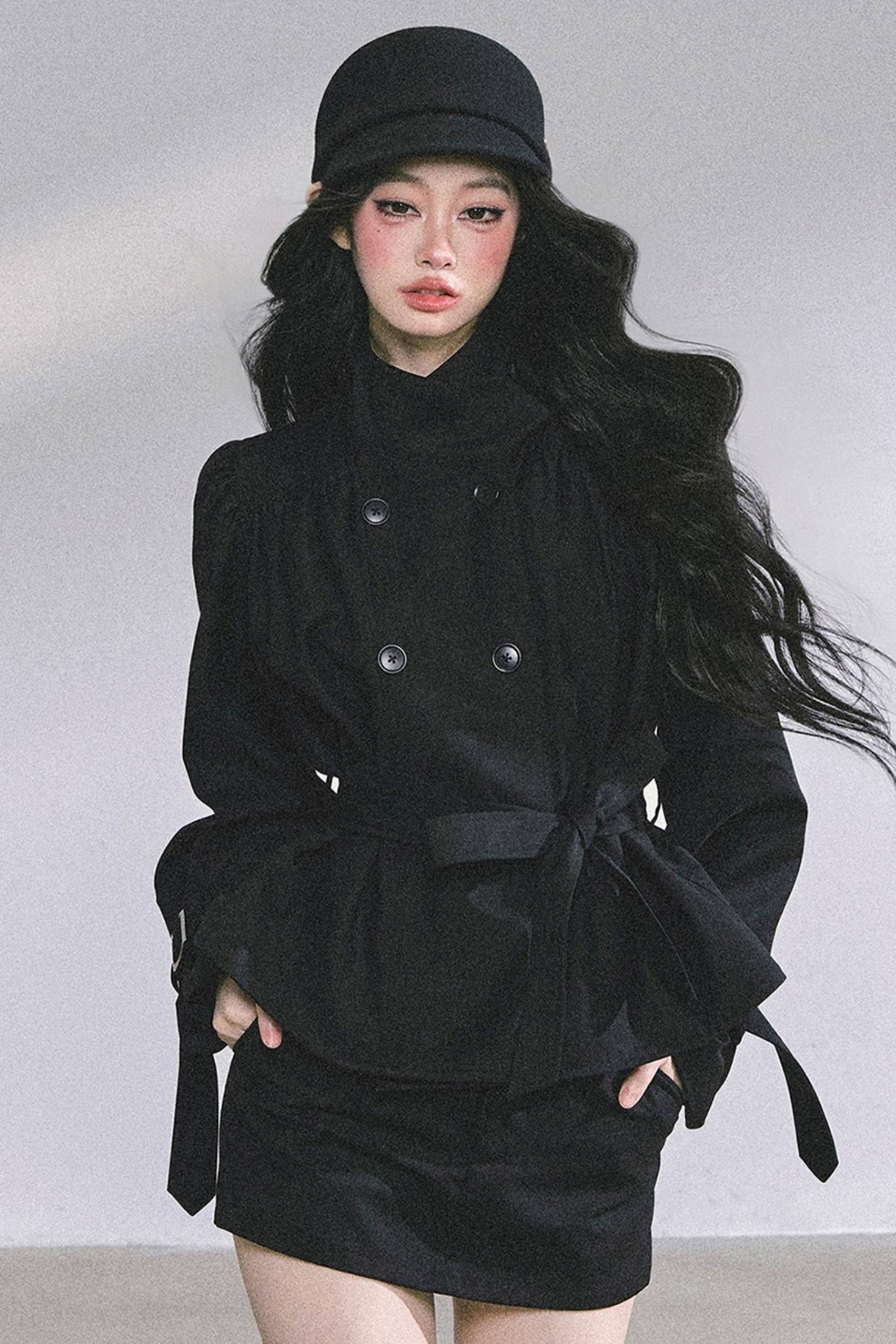 French Style Two-Piece Coat Skirt Set-Up