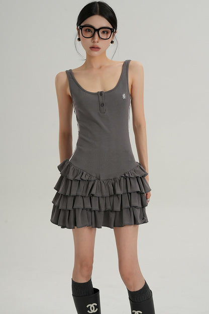 Unique Skirt Halter Mini Dress