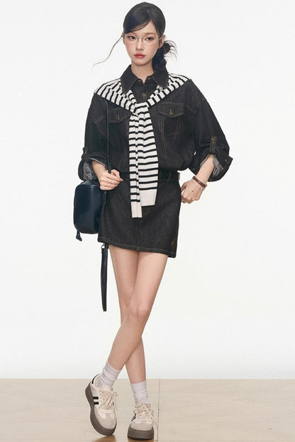 Volume Shoulder Long Shirt Set-Up