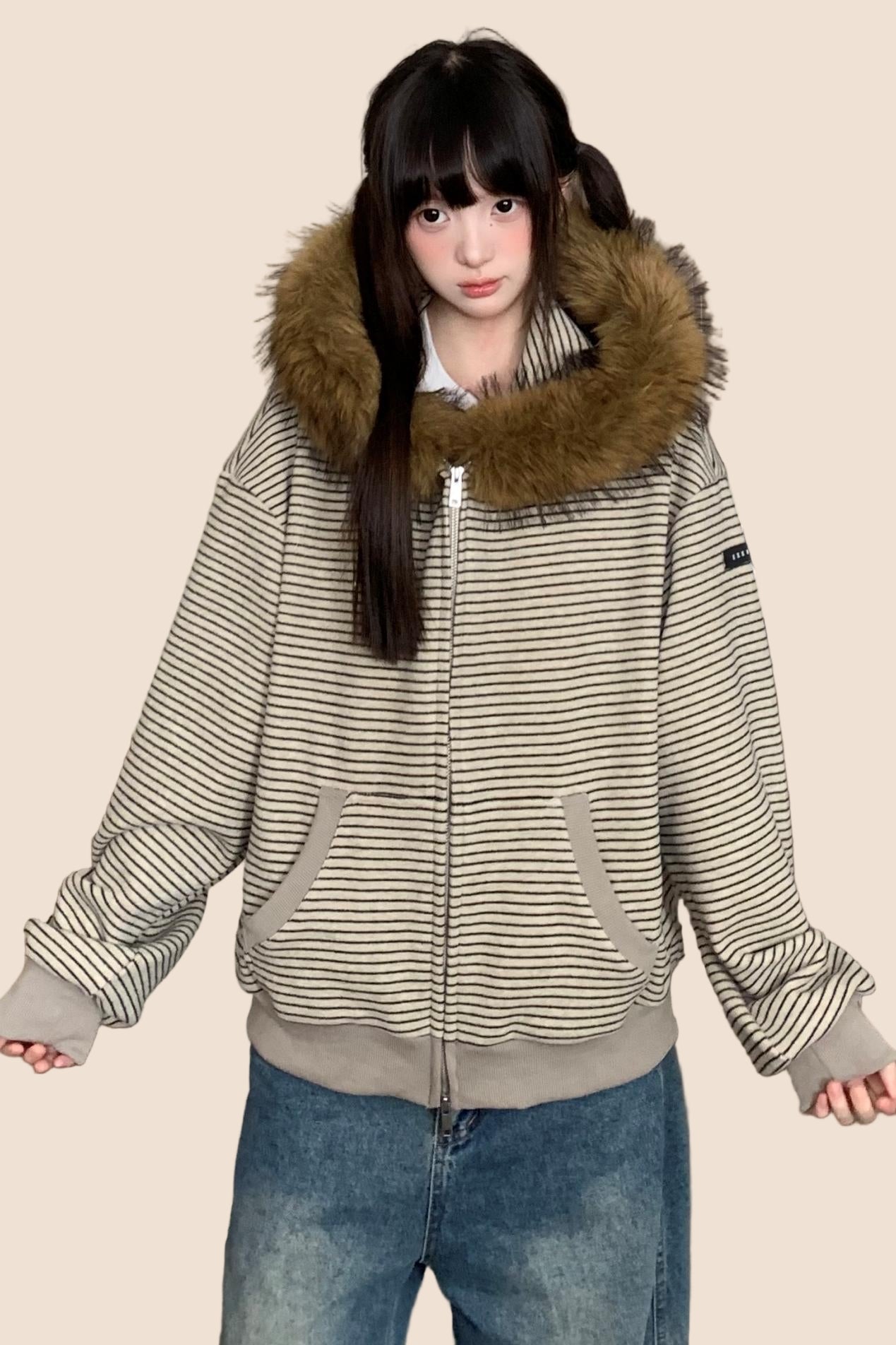 Vintage Striped Hooded Jacket