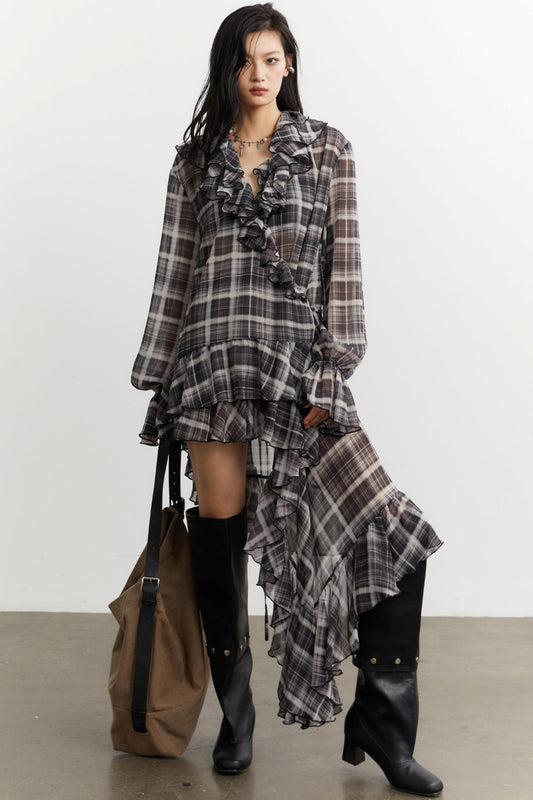 Nomadic Chiffon Plaid Dress