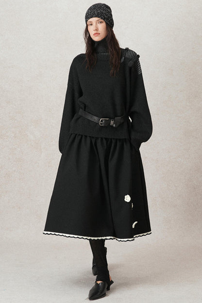 Hand-Woven Leather Loop Sweater