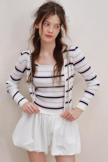 Striped Knit Cardigan Set