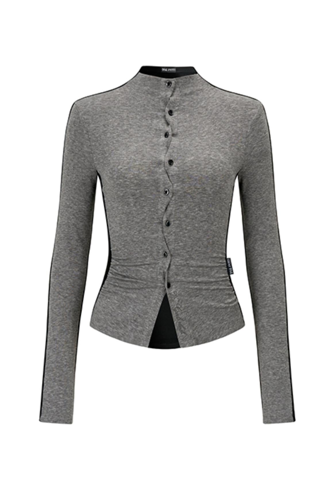 High Collar Buttoned Slim Fit Top