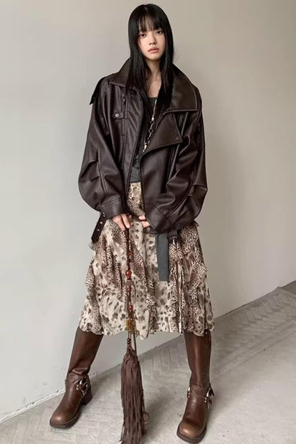 Leopard Print A-Line Skirt