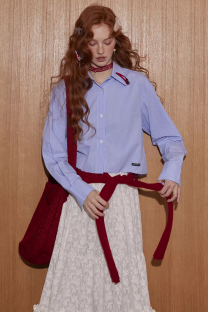 Completo camicia a quadri con orlo grezzo