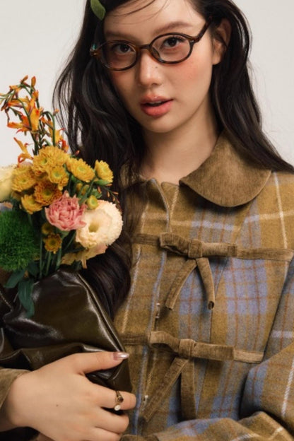 Plaid Patchwork Woolen Coat