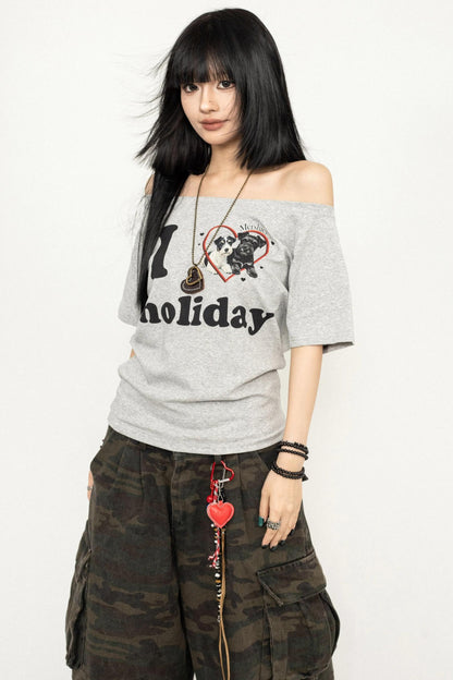 White One-Shoulder Tee