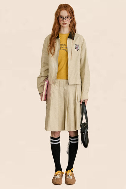 Retro College Jacket Two-Piece Set-Up