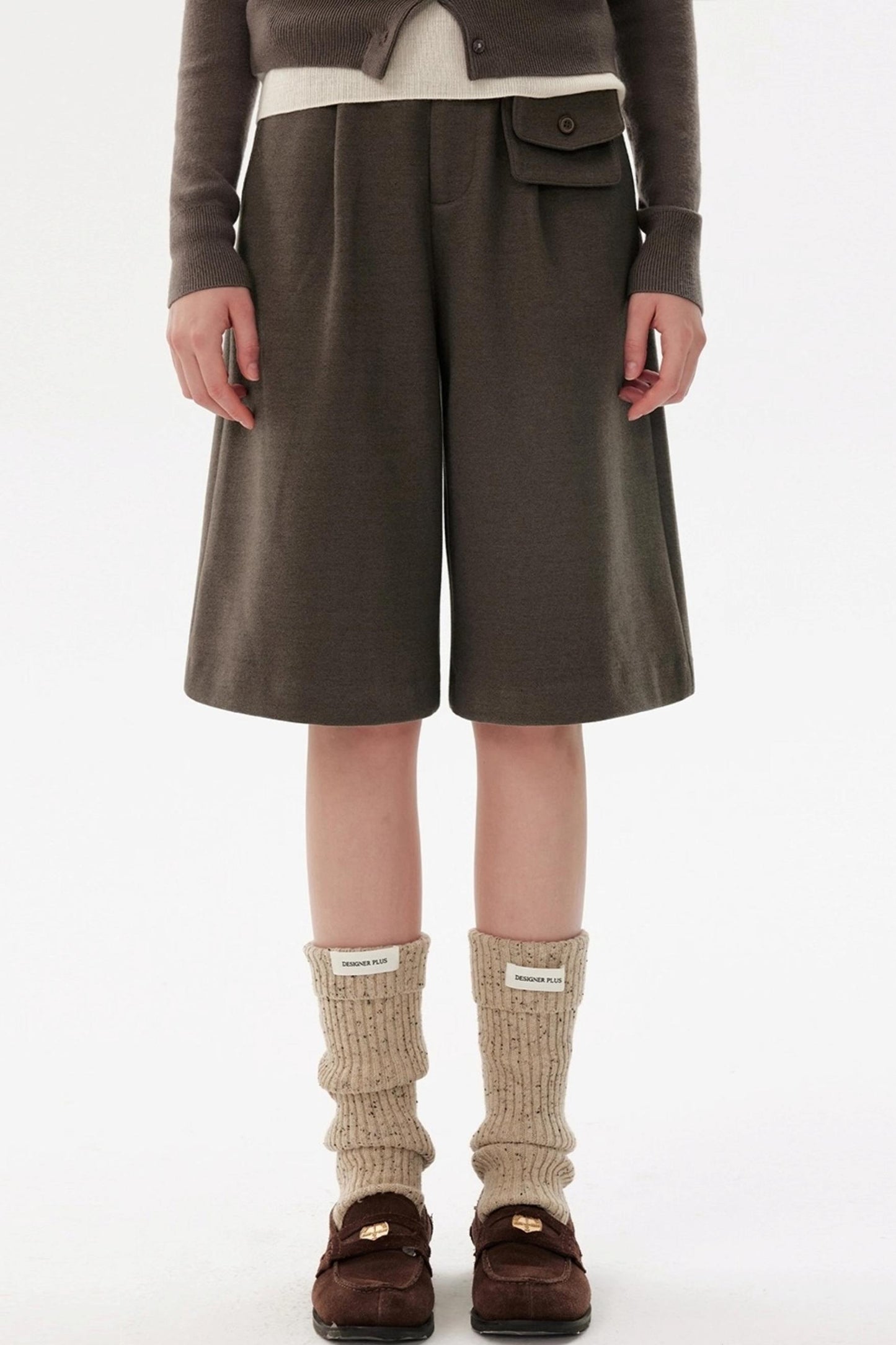 Casual Maillard Cropped Suit Pants