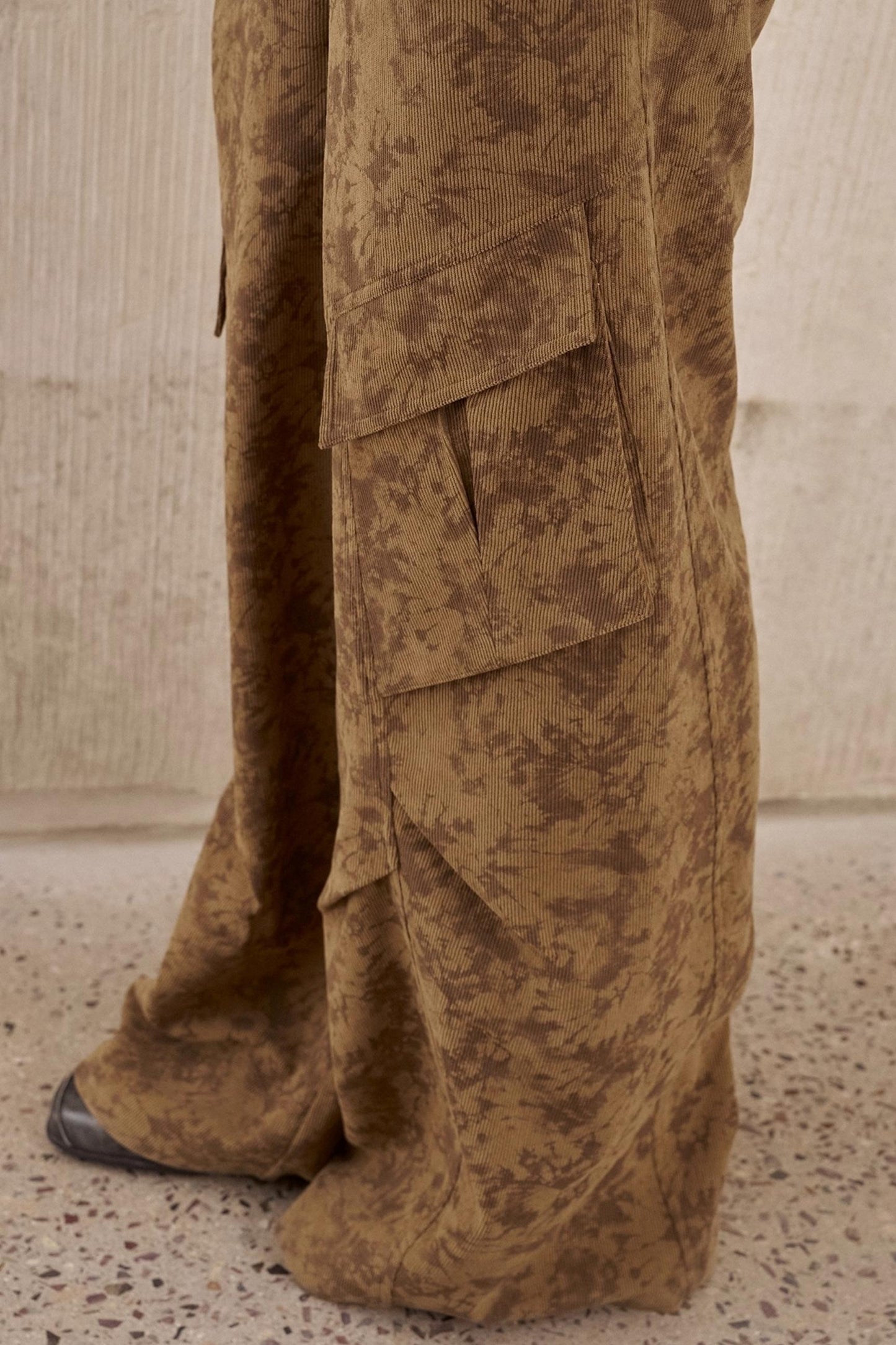 Vintage Print Loose Cargo Pants