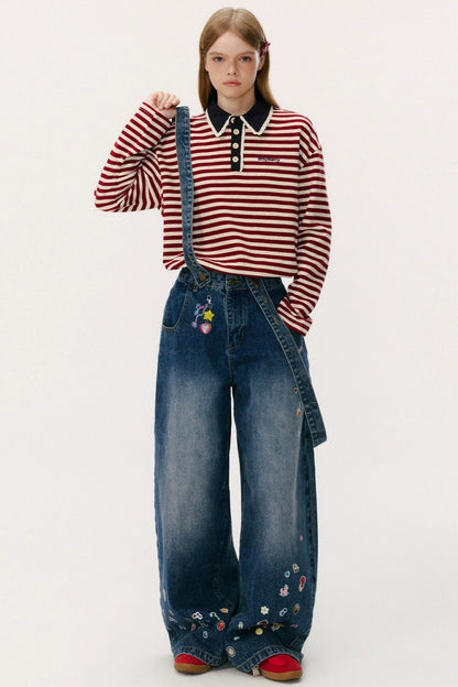 Vintage Loose Denim Bib Pants