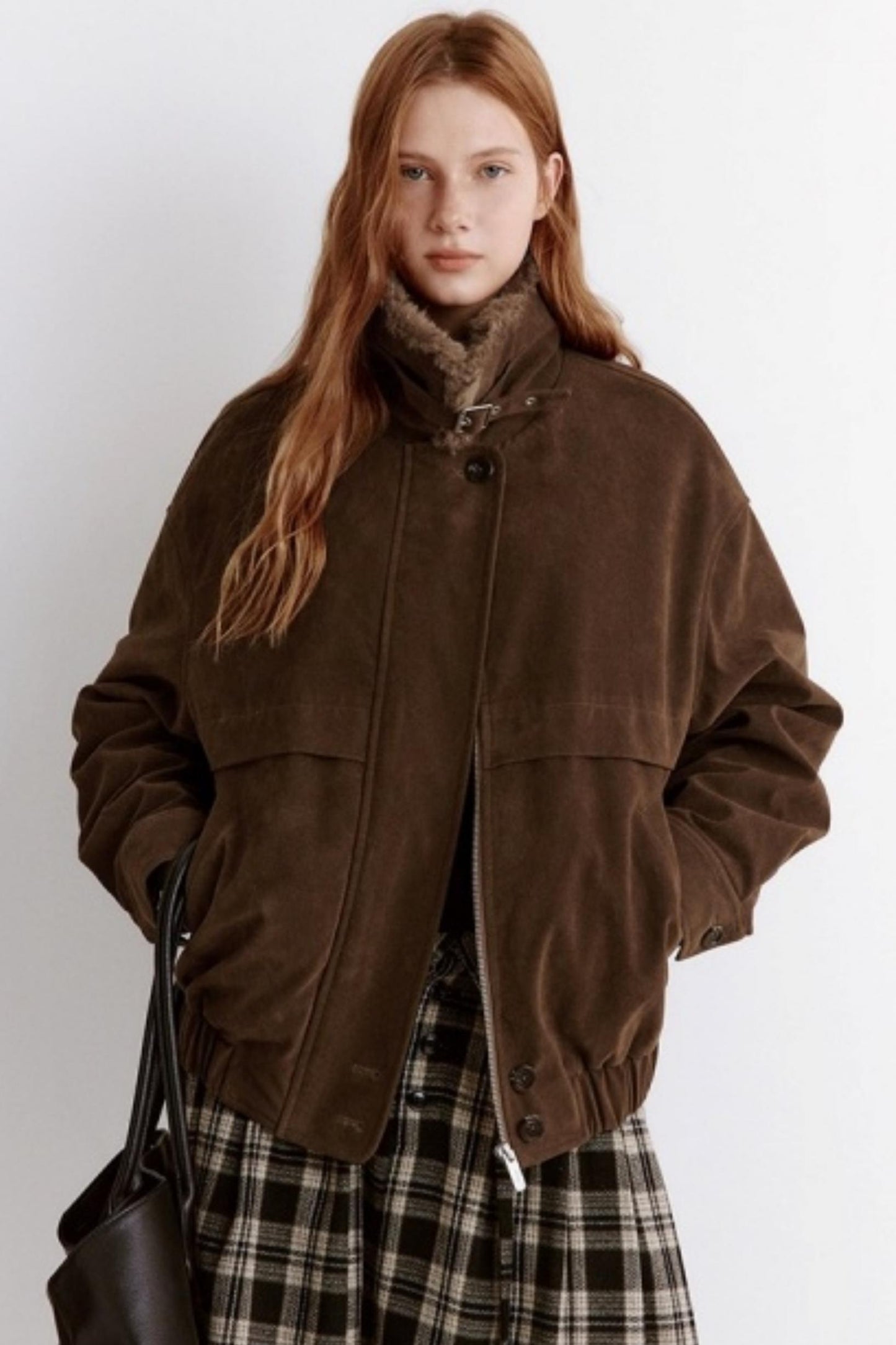 Stand Up Collar Nubuck Suede Jacket