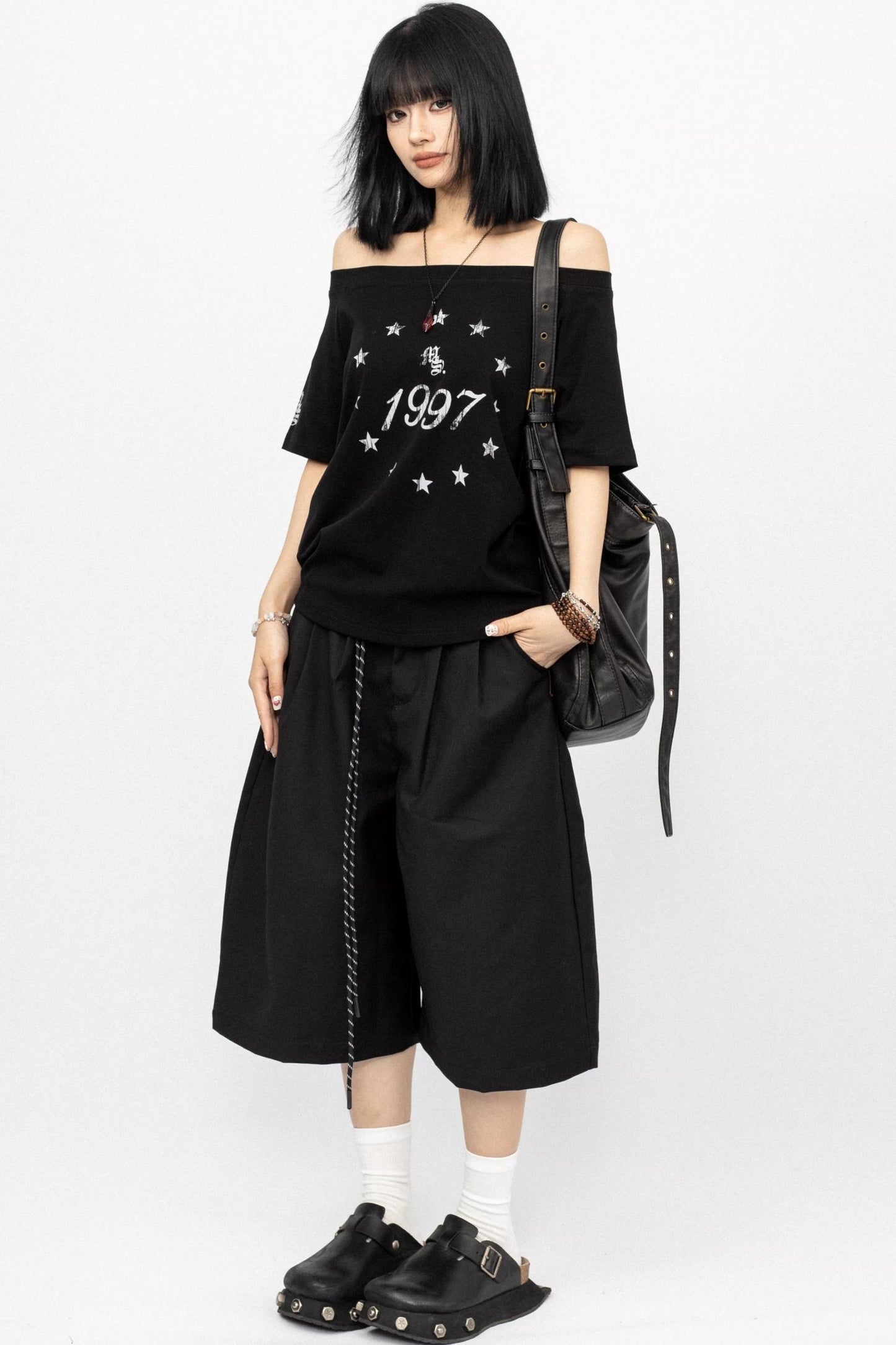 Casual Black Loose Shorts