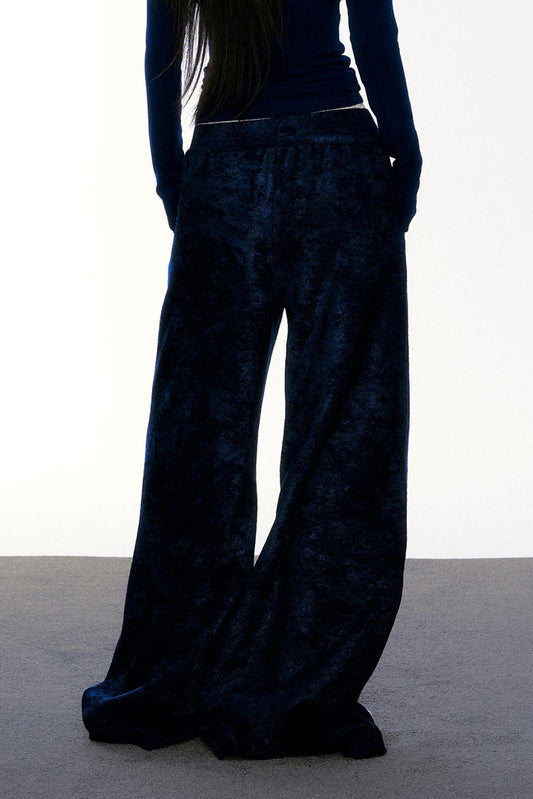 Winter Velvet High Waist Wide-Leg Trousers