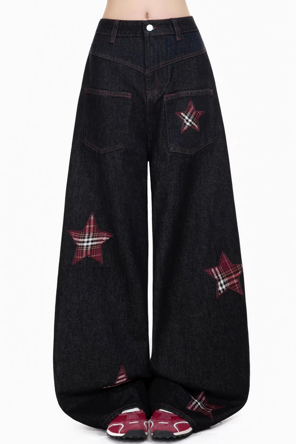 Retro Embroidered Plaid Pants