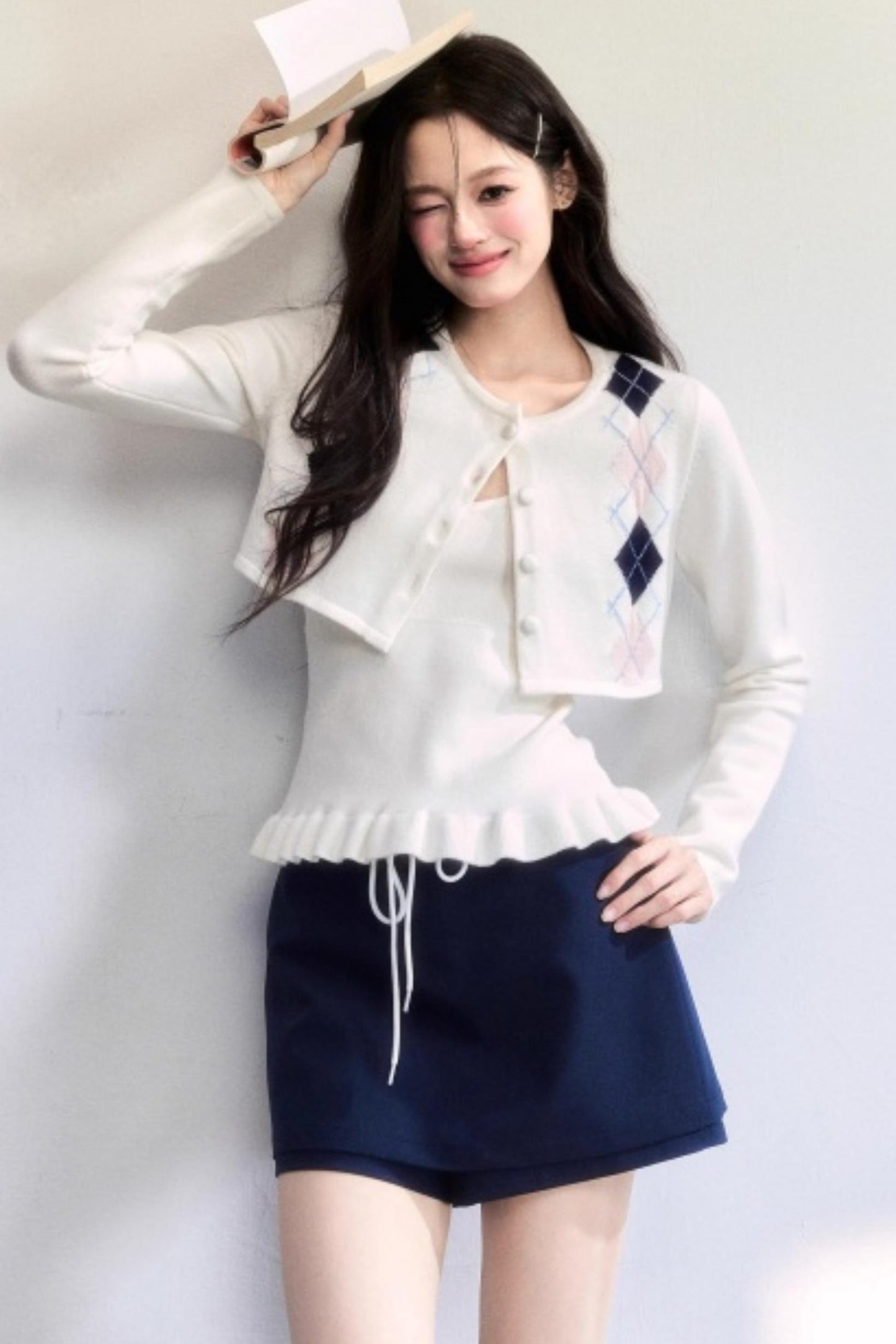 Geometric Quilted Cardigan Set