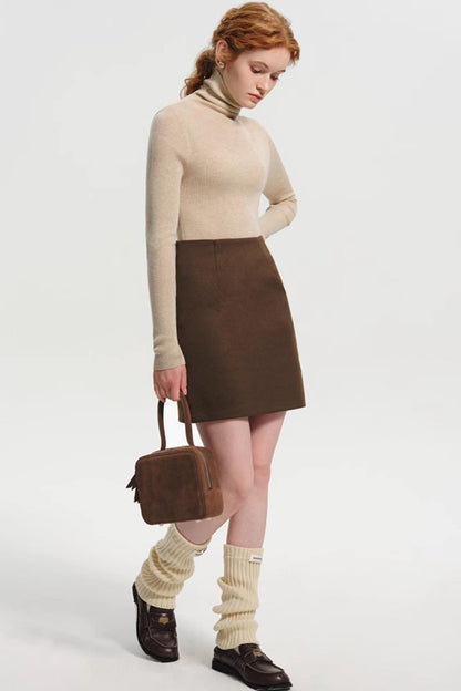 Versatile A-Line Wool Short Skirt