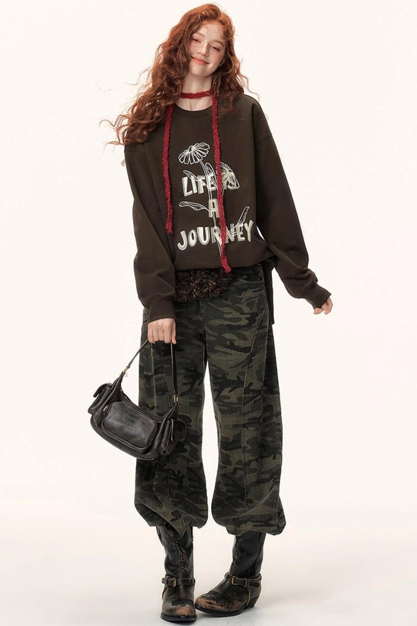 Graffiti Embroidered Color-Blocked Sweater